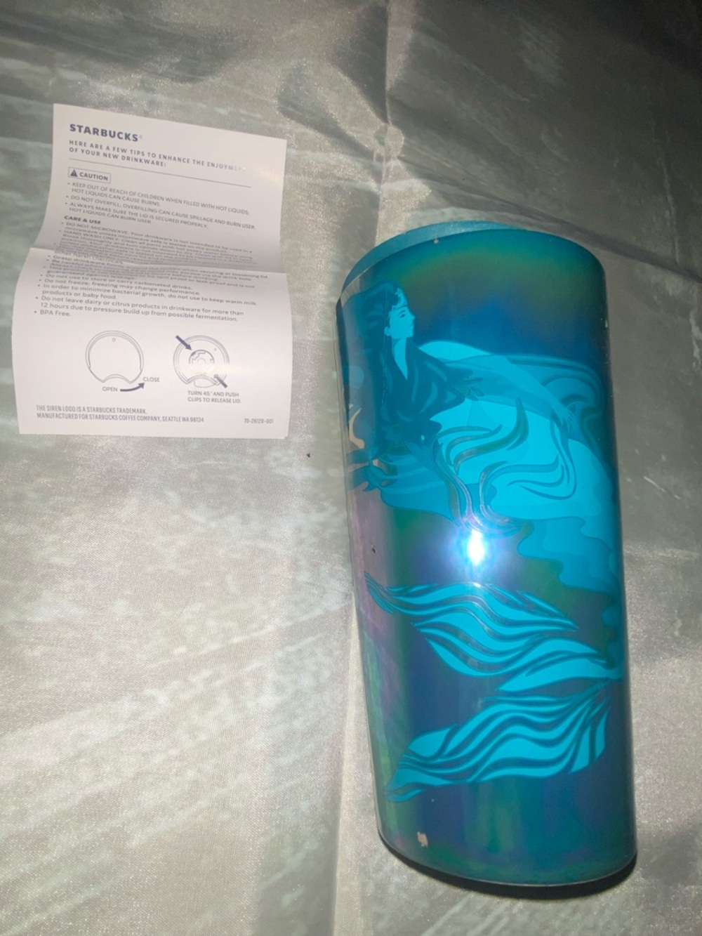 Starbucks Iridescent Teal Mermaid Travel Cup
